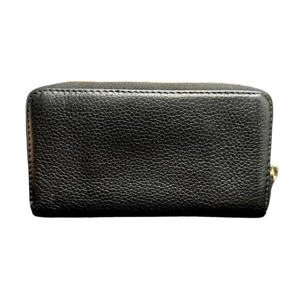 Michael Kors Jet Set Black Pebbled Leather Wallet Travel Luxury Zip Around